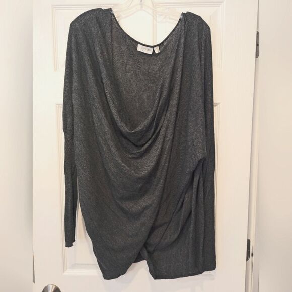 RD Style Women’s Gray Long Sleeve knit wrap lagenlook cocoon Sweater Plus sz 2X - Picture 1 of 8